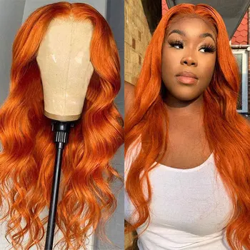  предварительно выщипанные синтетические волосы кружева спереди парик бесклеевой имбирь оранжевый высококачественные термостойкие волокнистые парики для женщин бесплатная доставка