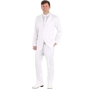 Шикарный вырез Лацкан Однобортные костюмы для мужчин 2 шт. Формальный свадебный жених Смокинг Мода Деловой повседневный Белый мужской костюм Slim