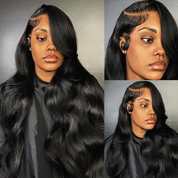 13x6 13x4 HD Body Wave Кружевной передний парик 30 36 дюймов PrePlucked Loose Wave Lace Frontal Wig Бесклеевые парики из натуральных волос для черных женщин