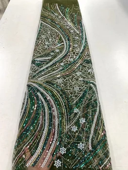 Высококачественная африканская нигерийская 3D кружевная цветочная ткань для свадьбы с бусинами жених пайетки вышивка французские кружевные ткани шить