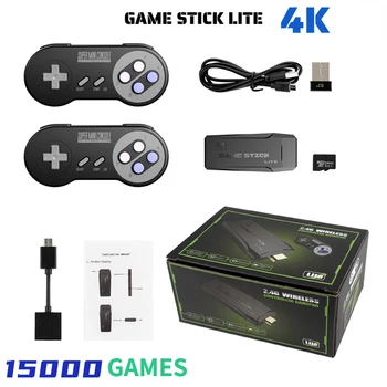 Video Game Stick 4k 64G Stick Lite 4K Встроенный 15000 игр Ретро Игровая консоль Беспроводной контроллер для рождественского подарка Дропшиппинг