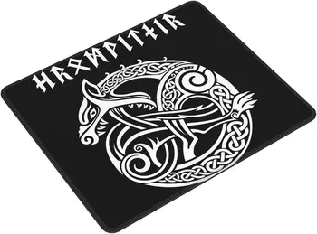 скандинавский коврик для мыши Viking Symbol Beast Черный резиновые коврики для мыши с прошитым краем Противоскользящий для рабочего и игрового офиса Дом