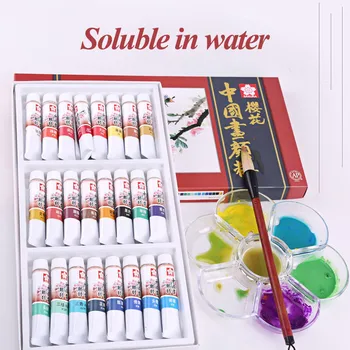 SAKURA 24 цвета Акварельные краски Пигмент Портативный акварельный рисунок Акварельный набор для начинающего художника Принадлежности для художественной школы