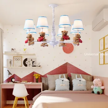 Детская комната люстра мальчик синий медведь люстра для гостиной лампа люстра для спальни теплая романтическая лампа для детской комнаты